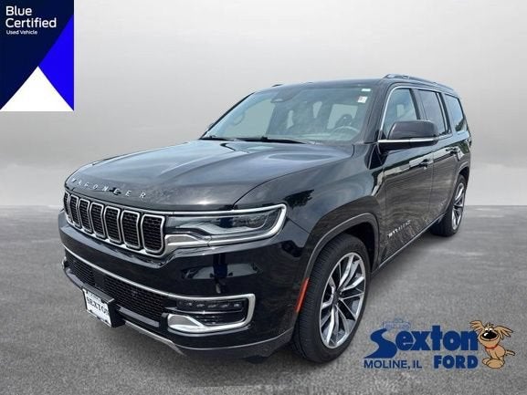 2022 Jeep Wagoneer Series III in Diamond Black Crystal Pearlcoat — front three-quarter view