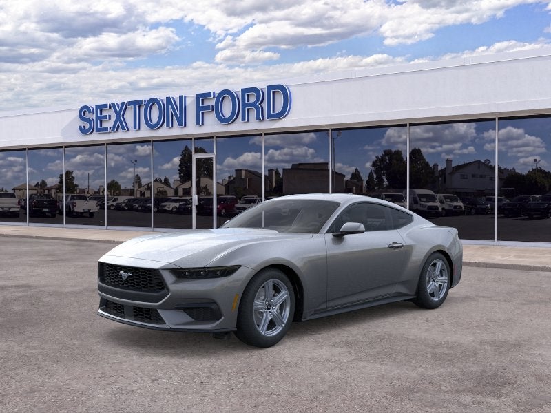 2026 Ford Mustang EcoBoost Premium Fastback in Carbonized Gray Metallic — front three-quarter view