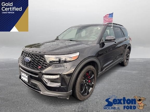 2023 Ford Explorer ST in Agate Black Metallic — front three-quarter view