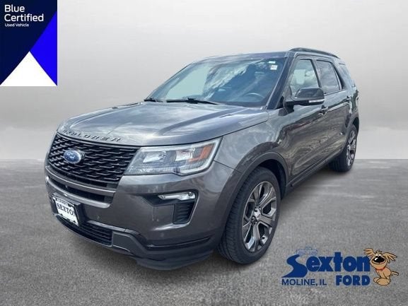 2018 Ford Explorer Sport in Magnetic Metallic — front three-quarter view