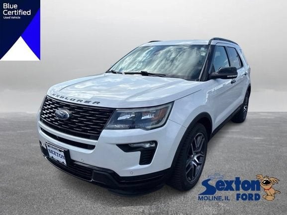 2018 Ford Explorer Sport in White Platinum Metallic Tri-Coat — front three-quarter view
