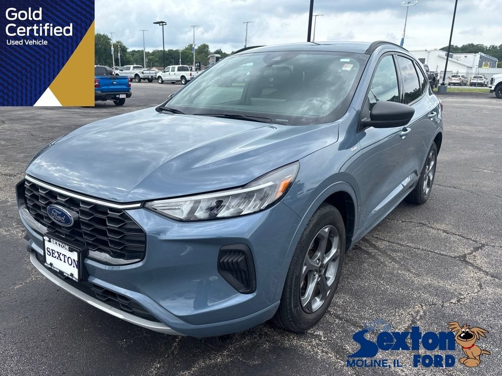 2024 Ford Escape ST-Line in Vapor Blue Metallic — front three-quarter view
