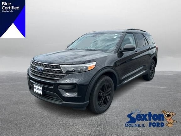 2022 Ford Explorer XLT in Agate Black Metallic — front three-quarter view