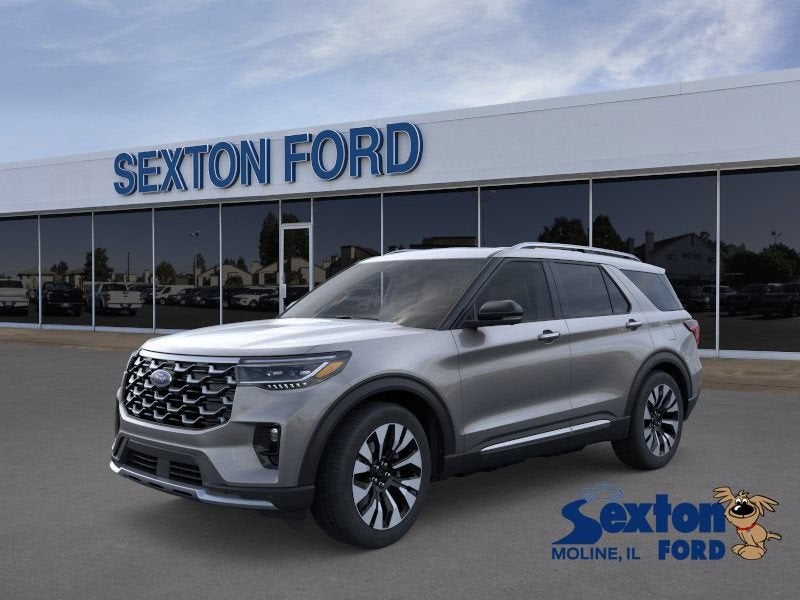 2026 Ford Explorer Platinum in Carbonized Gray Metallic — front three-quarter view