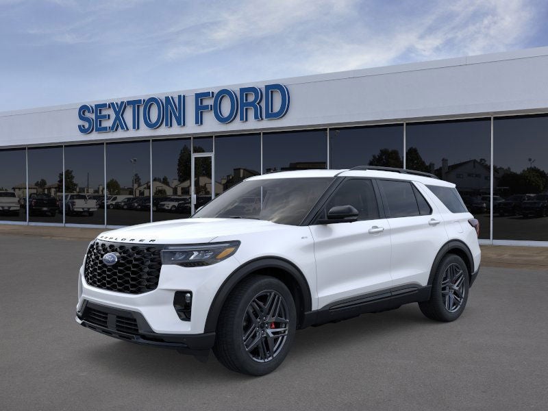 2026 Ford Explorer ST-Line in Star White Metallic Tri-Coat — front three-quarter view