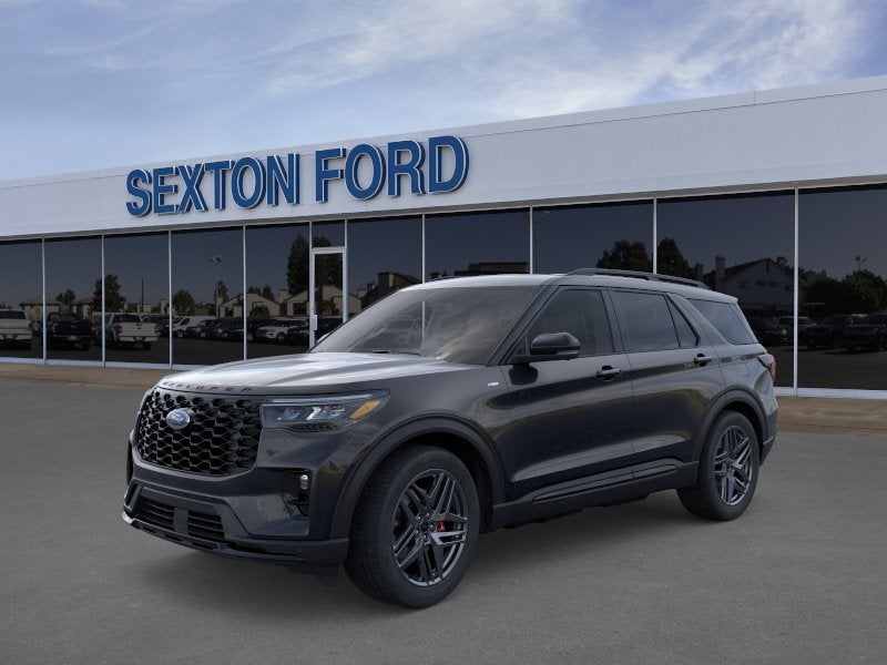 2026 Ford Explorer ST-Line in Agate Black Metallic — front three-quarter view
