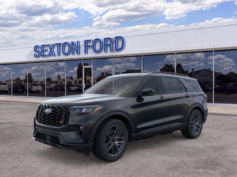 2026 Ford Explorer ST in Agate Black Metallic — front three-quarter view
