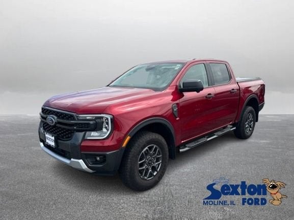 2025 Ford Ranger XLT in Ruby Red Metallic Tinted Clearcoat — front three-quarter view