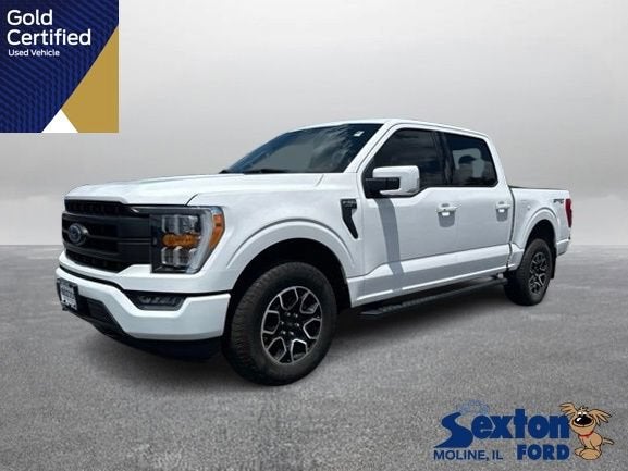 2023 Ford F-150 LARIAT in Oxford White — front three-quarter view