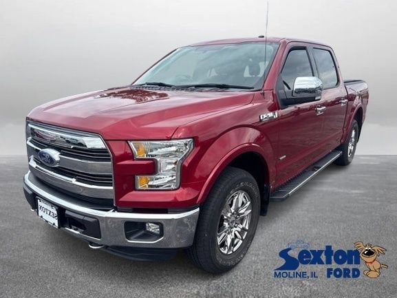 2015 Ford F-150 Lariat in Ruby Red Metallic Tinted Clearcoat — front three-quarter view