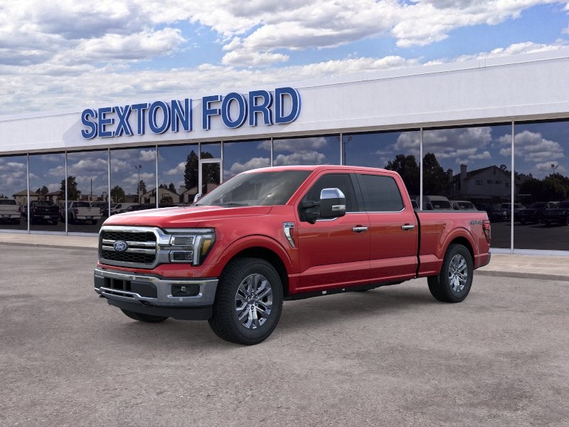 2026 Ford F-150 Lariat in Ruby Red Metallic Tinted Clearcoat — front three-quarter view