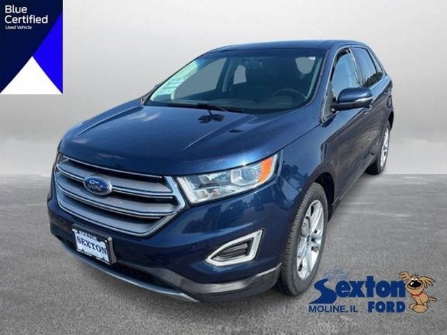 2017 Ford Edge Titanium in Blue Jeans Metallic — front three-quarter view