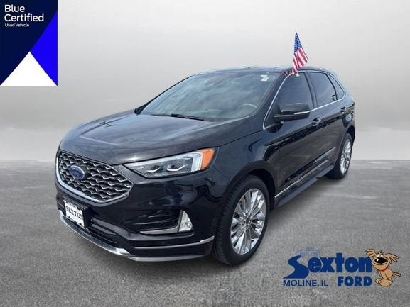 2022 Ford Edge Titanium in Agate Black Metallic — front three-quarter view