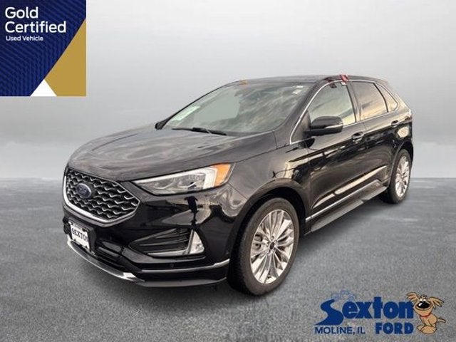 2024 Ford Edge Titanium in Agate Black Metallic — front three-quarter view