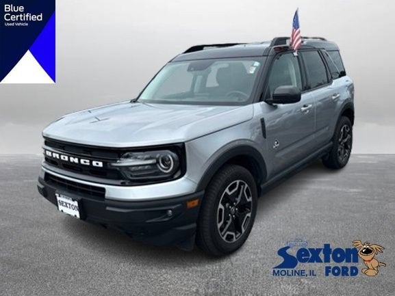 2021 Ford Bronco Sport Outer Banks in Iconic Silver Metallic — front three-quarter view