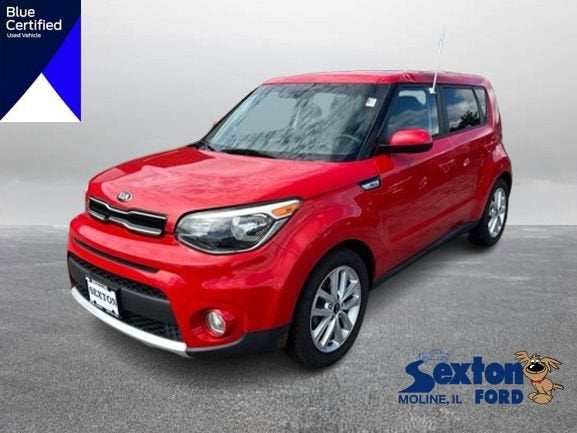 2017 Kia Soul + in Inferno Red — front three-quarter view